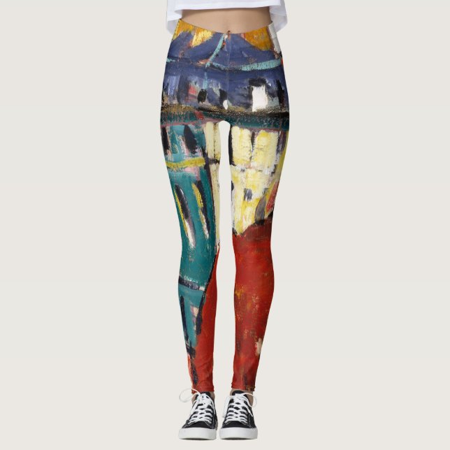 Frauenexpressionist Abstrakt Modern Art Colorful Leggings (Vorderseite)