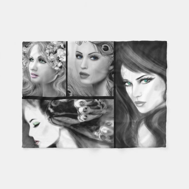 Frauenfantasy-Märchen Fleecedecke (Vorderseite (Horizontal))
