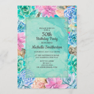 Frauenfarbige Sukkulente 50. Geburtstag Einladung