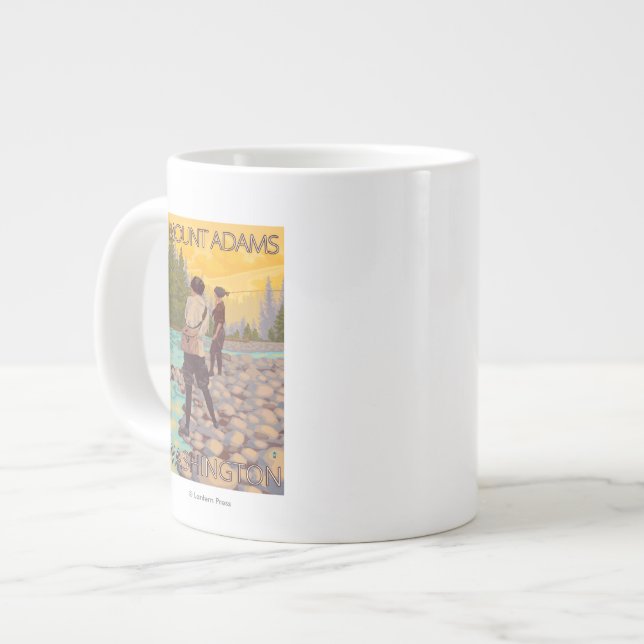 Frauenfischen - Mount Adams, Washington Jumbo-Tasse (Vorderseite Links)