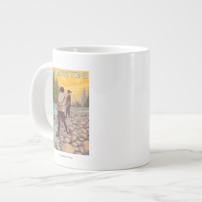 Frauenfischerei - Yellowstone-Nationalpark Jumbo-Tasse (Vorderseite Links)