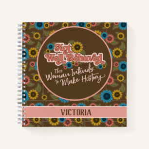 Frauenförderung Retro Hippie Floral Pink Notizbuch