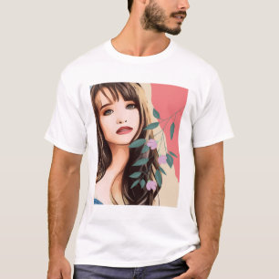 Frauenfrau hübsches Gesicht, Portraitkunst T-Shirt