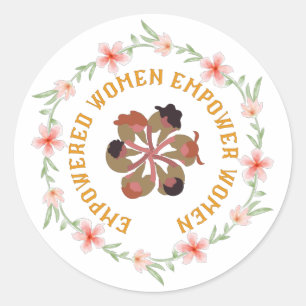 Frauenfreundschaft - Floral Orange Runder Aufkleber