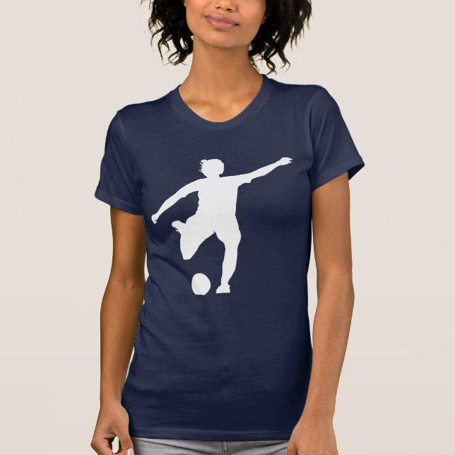 Frauenfußball-Logo (weiß auf blau) T-Shirt (Vorderseite)