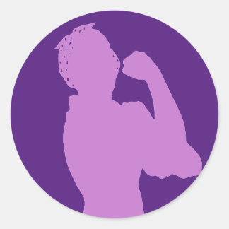 Frauengeschichte Monat Rosie the Riveter Lila Runder Aufkleber