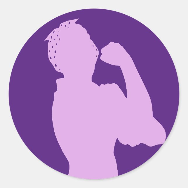 Frauengeschichte Monat Rosie the Riveter Lila Runder Aufkleber (Vorderseite)