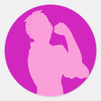 Frauengeschichte Month Rosie the Riveter Pink Runder Aufkleber