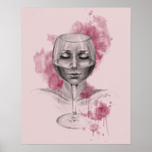 Frauengesicht in der surreal zeichnend Kunst aus W Poster