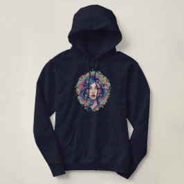 Frauengesicht mit farbenfrohen Kreisen Hoodie