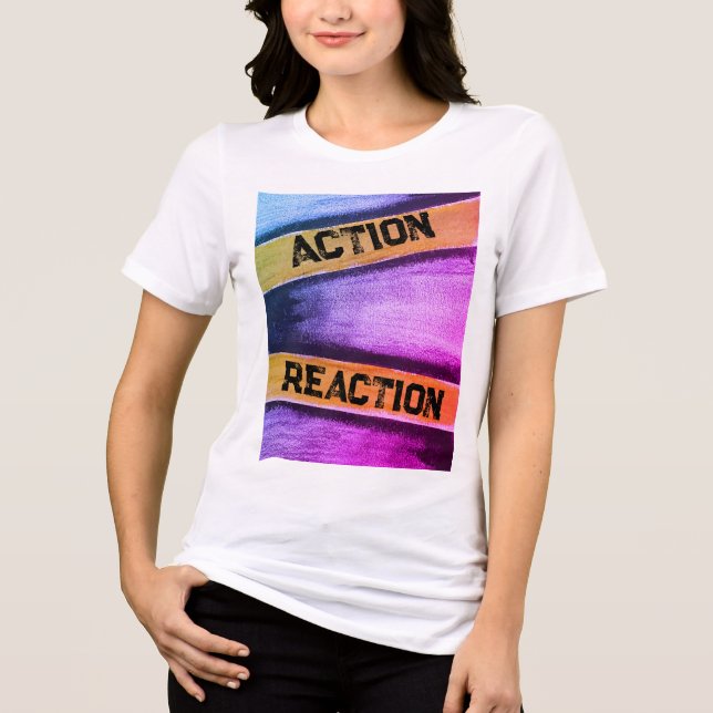 Frauengewalt und Gelbe Aktion und Reaktion Tri-Blend Shirt (Vorderseite)