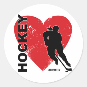 FrauenGirls Liebe Herzhockey Runder Aufkleber