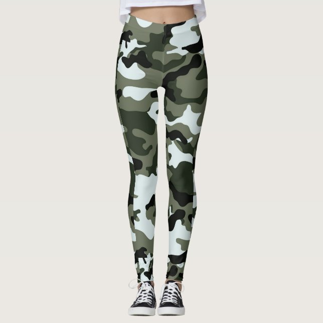 Frauengrüner Mehrkampf Leggings (Vorderseite)