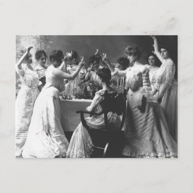 Frauengruppe Anfang der 1900er Champagne Toast Postkarte (Vorderseite)
