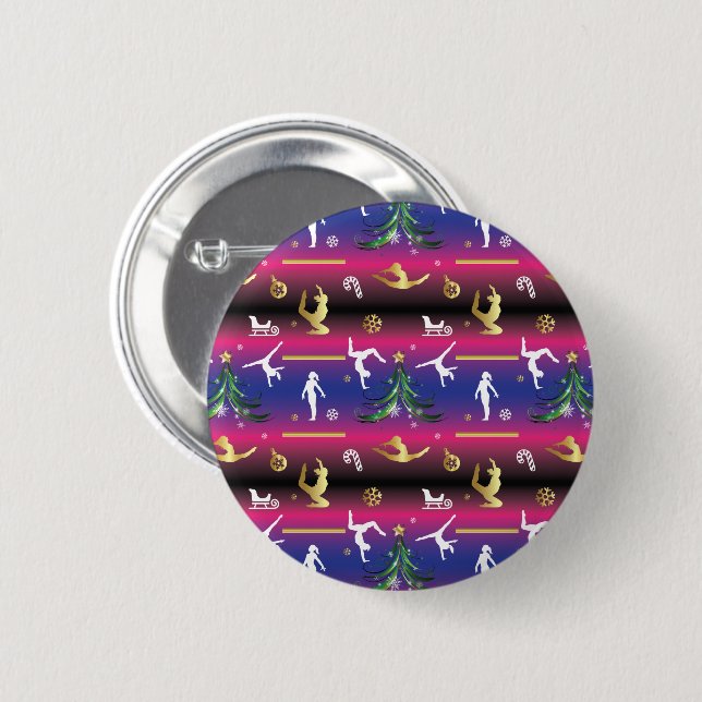 Frauengymnastik Weihnachtsbaum Button (Vorne & Hinten)