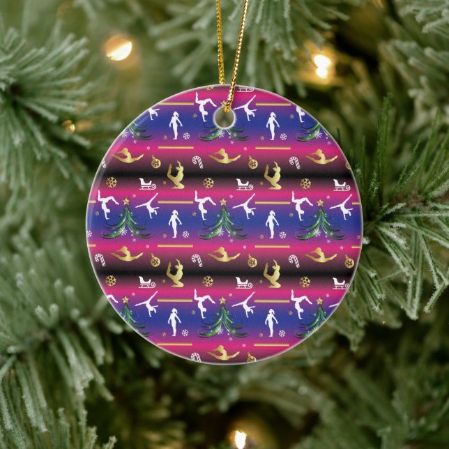 Frauengymnastik Weihnachtsbaum Keramik Ornament (Baum)