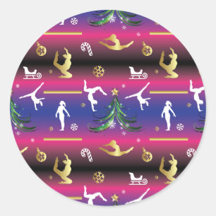 Frauengymnastik Weihnachtsbaum Runder Aufkleber