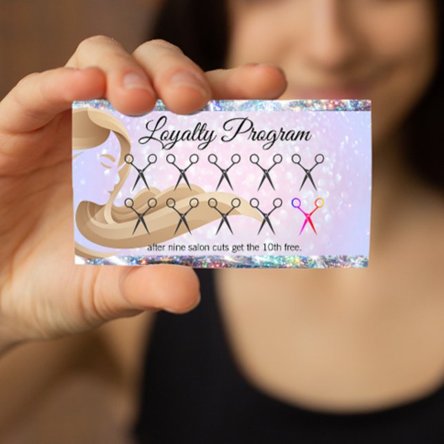 Frauenhair | Scheren-Lochkarte | Glitzer Bokeh Treuekarte (Von Creator hochgeladen)