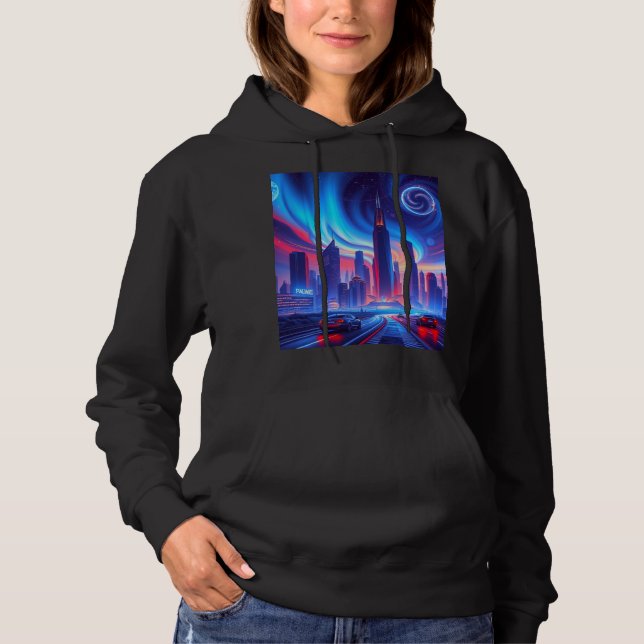 Frauenhaus in der futuristischen Stadt Hoodie (Vorderseite)