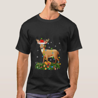 Frauenhirsch-Weihnachtsbeleuchtung-Rentier-Santa-H T-Shirt