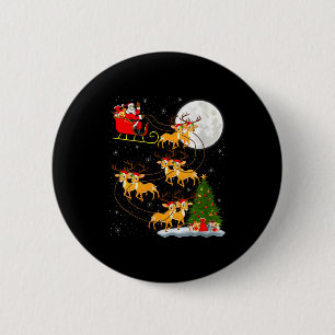 Frauenhirsch Weihnachtsmann Schlitten Fliegender L Button