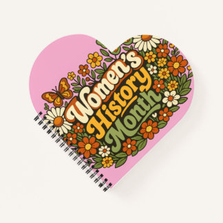 Frauenhistorikmonat Retro 70er Jahre Floral Groovy Notizbuch