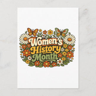 Frauenhistorikmonat Retro 70er Jahre Floral Groovy Postkarte
