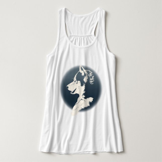 Frauenhusky-Pup-Tank Top Shirt Schlitten Hundeshir (Design Vorderseite)