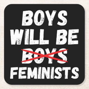 Frauenjunge - Jungen werden Feministen sein II Rechteckiger Pappuntersetzer