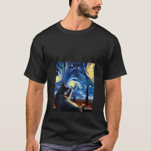 Frauenkatze mit Schnurrhaaren und Sternennächten i T-Shirt