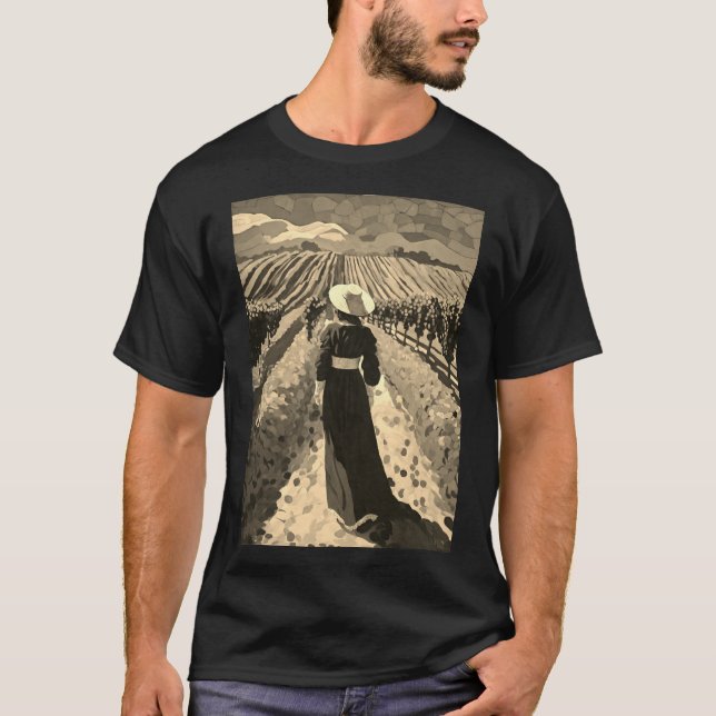 Frauenkleid in Gehaltslinien Männer in Shirt (Vorderseite)