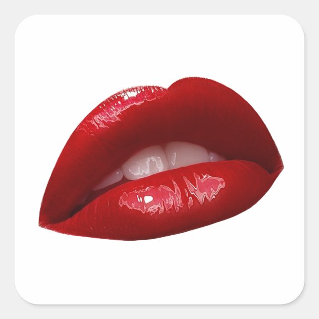 Frauenlästige Lippenstift-Lippen Quadratischer Aufkleber (Vorderseite)
