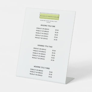 Frauenlogo   Grün   Preisliste für Salon Wellness- Sockelschild