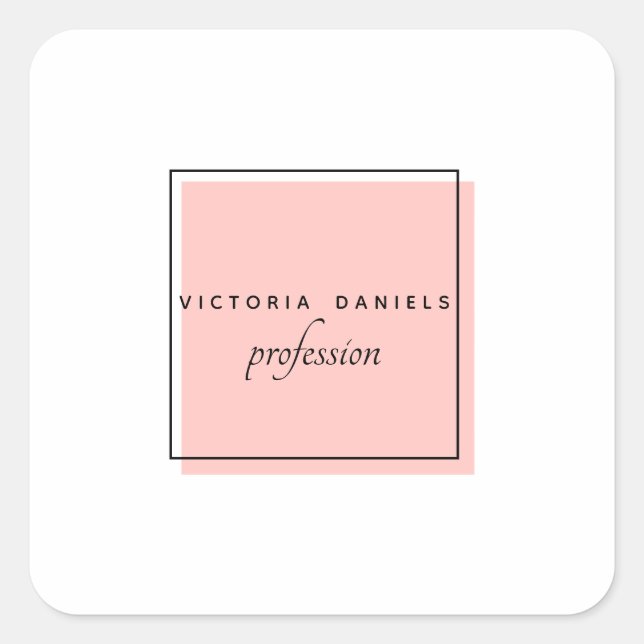 Frauenlogo | Rosa | Minimal beruflich Quadratischer Aufkleber (Vorderseite)