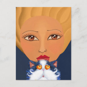 FRAUENMÄDCHEN MIT KUNSTKARTEN POSTKARTE