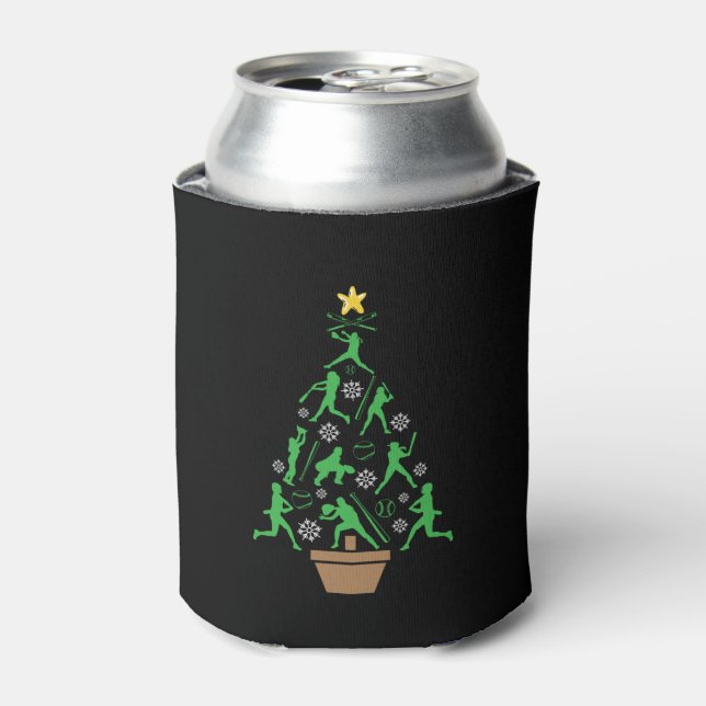 Frauenmädchen Softball Weihnachtsbaum Dosenkühler (Kanne Vorderseite)