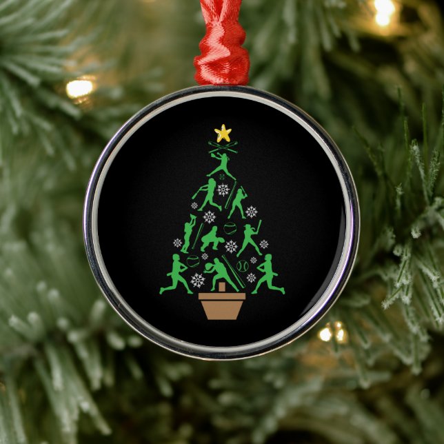 Frauenmädchen Softball Weihnachtsbaum Ornament Aus Metall (Baum)