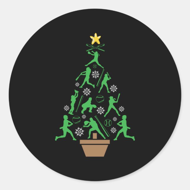 Frauenmädchen Softball Weihnachtsbaum Runder Aufkleber (Vorderseite)