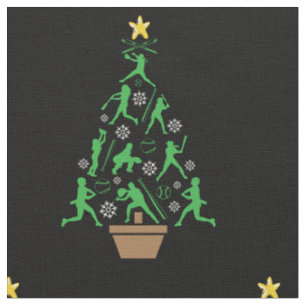 Frauenmädchen Softball Weihnachtsbaum Stoff