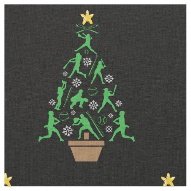 Frauenmädchen Softball Weihnachtsbaum Stoff (Nahaufnahme)