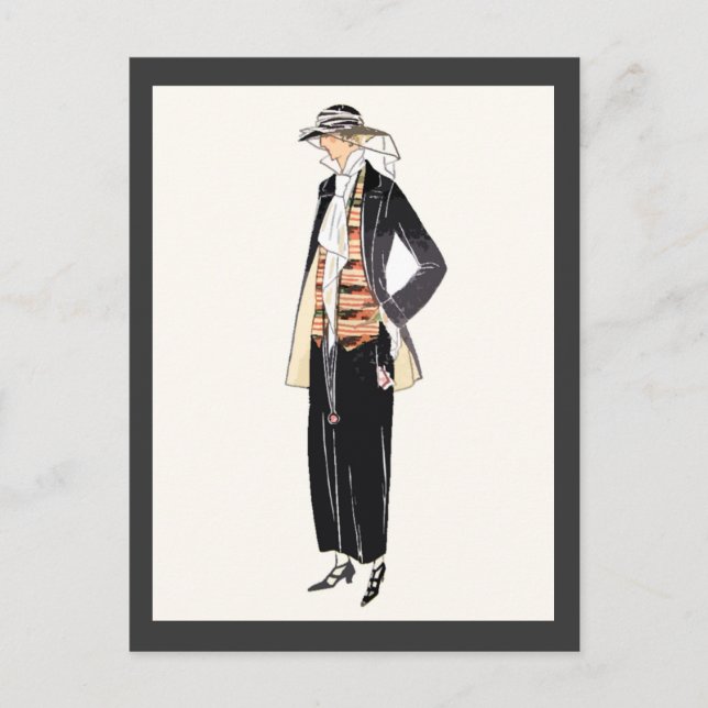Frauenmode aus den 1920er Jahren Deko Pochoir Postkarte (Vorderseite)