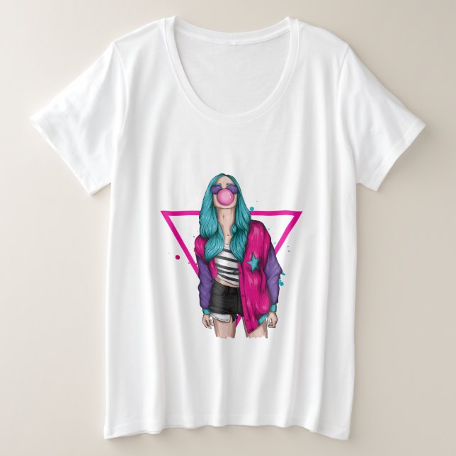Frauenmode _ hübsche Mädchenvogue stilvoll Große Größe T-Shirt (Design vorne)