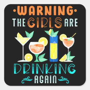 Frauenparty-Cocktail-Alkohol-Mädchen-Biere Quadratischer Aufkleber