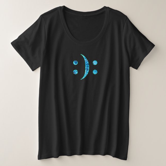 Frauenplus Bipolare Störung Symbol blau Große Größe T-Shirt (Design vorne)