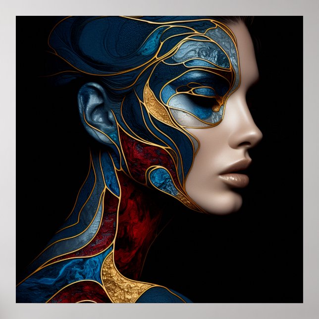 Frauenportrait in Abstrakt Poster (Vorne)