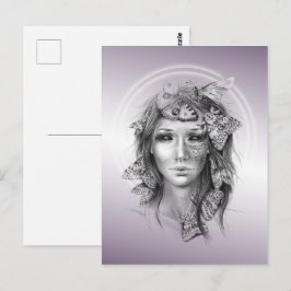 Frauenportrait mit Moths Surreal Dark Fantasy Art Postkarte