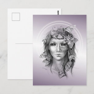 Frauenportrait mit Moths Surreal Dark Fantasy Art Postkarte