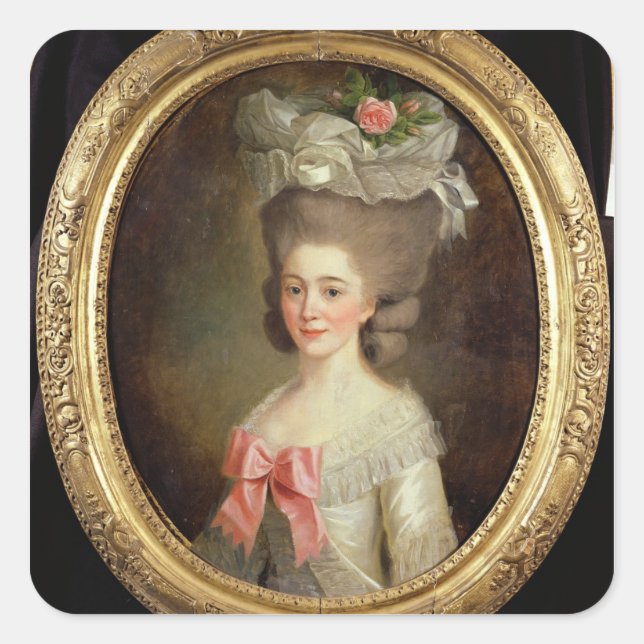 Frauenportrait (Öl auf Leinwand) Quadratischer Aufkleber (Vorderseite)