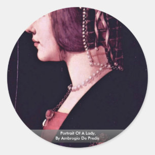 Frauenportrait, von Ambrogio de Predis Runder Aufkleber