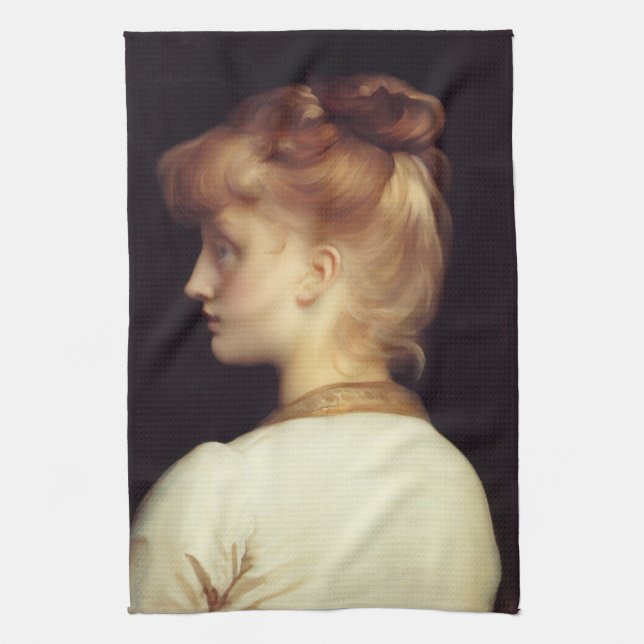 Frauenportrait von hinten (von Frederic Leighton) Geschirrtuch (Vertikal)
